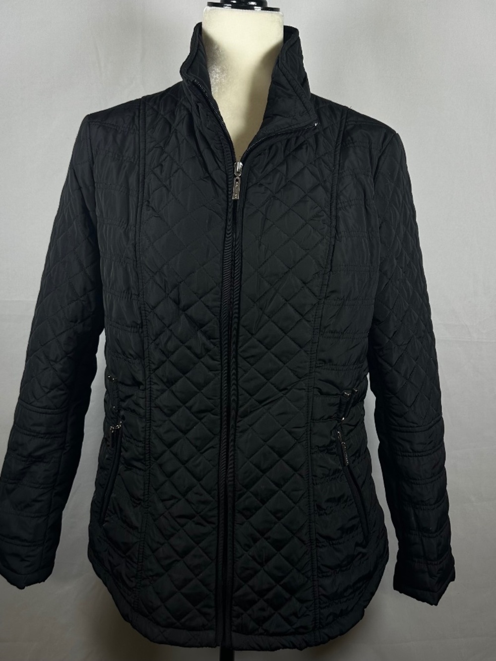 Women's Jacket Gallery New York Black Size Medium Fitted Zipper Closure Pockets